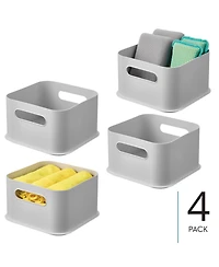 mDesign Plastic Pantry Storage Bin with Handles - Set of 4 - Gray - Made in Usa