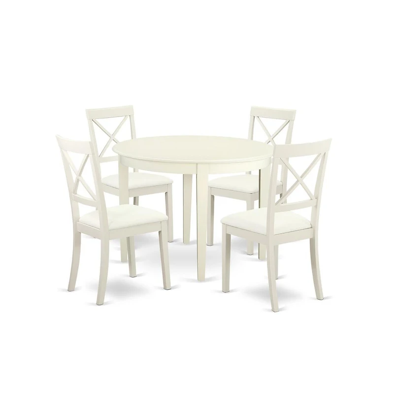 East West Furniture Dining Room Set Linen White