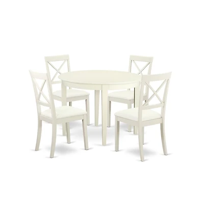 East West Furniture Dining Room Set Linen White