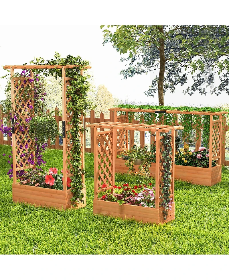 Gymax Raised Garden Bed Vertical Plant Container for Vine Climbing Plant Flower