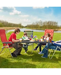 5 ft Folding Picnic Table Outdoor Dining with Rattan Grain Hdpe Tabletop