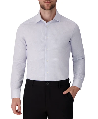 Victor Emmanuel Men's Geometric Print Spread Collar Dress Shirt