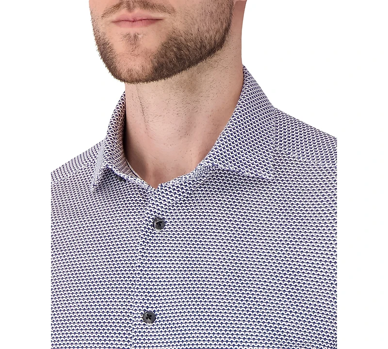 Victor Emmanuel Men's Geometric Print Long-Sleeve Dress Shirt