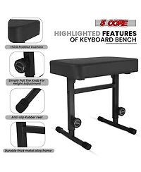 5 Core Keyboard Bench 3" Padded Cushioned Piano Stool Height Adjustable Guitar Seat Folding Portable