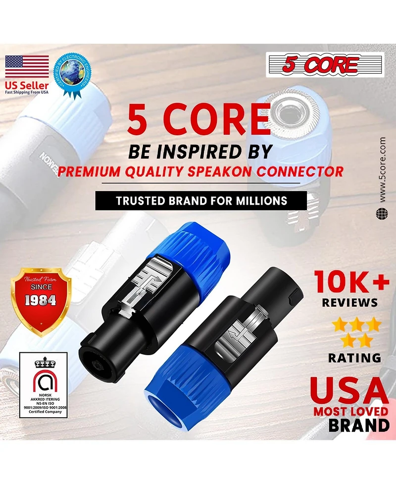 5Core Speakon Adapter High Quality Audio Jack Male Audio Pin Speaker Adapter Connector