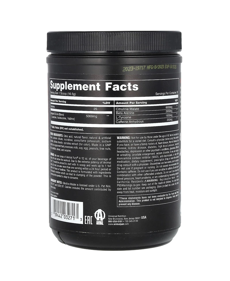 Animal Fury Essentials Pre Workout Blue Raspberry