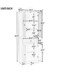 Casainc Tall Bathroom Storage Cabinet, Four Doors, Drawers, Adjustable Shelf