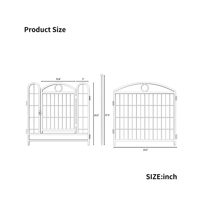 Aostirmotor 24 in H. 8 White Panels Heavy Duty Metal Dog Pen Pet with Door for Large Medium Small Dogs Indoor Outdoor