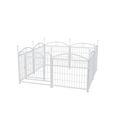 Aostirmotor 24 in H. 8 White Panels Heavy Duty Metal Dog Pen Pet with Door for Large Medium Small Dogs Indoor Outdoor