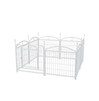 Aostirmotor 24 in H. 8 White Panels Heavy Duty Metal Dog Pen Pet with Door for Large Medium Small Dogs Indoor Outdoor