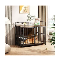 Aostirmotor 41 in. Indoor Heavy Duty Sturdy Dog Crate Furniture-Style Cages for Large Dogs