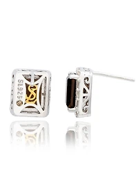 Suzy Levian New York Suzy Levian Sterling Silver Emerald Cut Topaz And White Topaz Stud Earrings