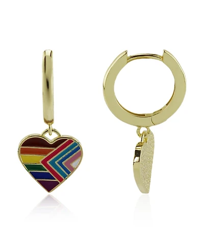 Rebl Jewelry Pride Heart Dangle Hoop Earrings