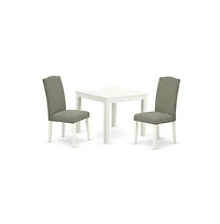 East West Furniture Dining Room Set Linen White