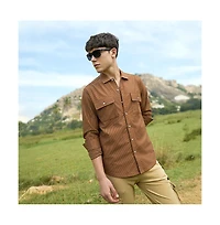 Campus Sutra Men's Solid Ribbed Utility Shirt