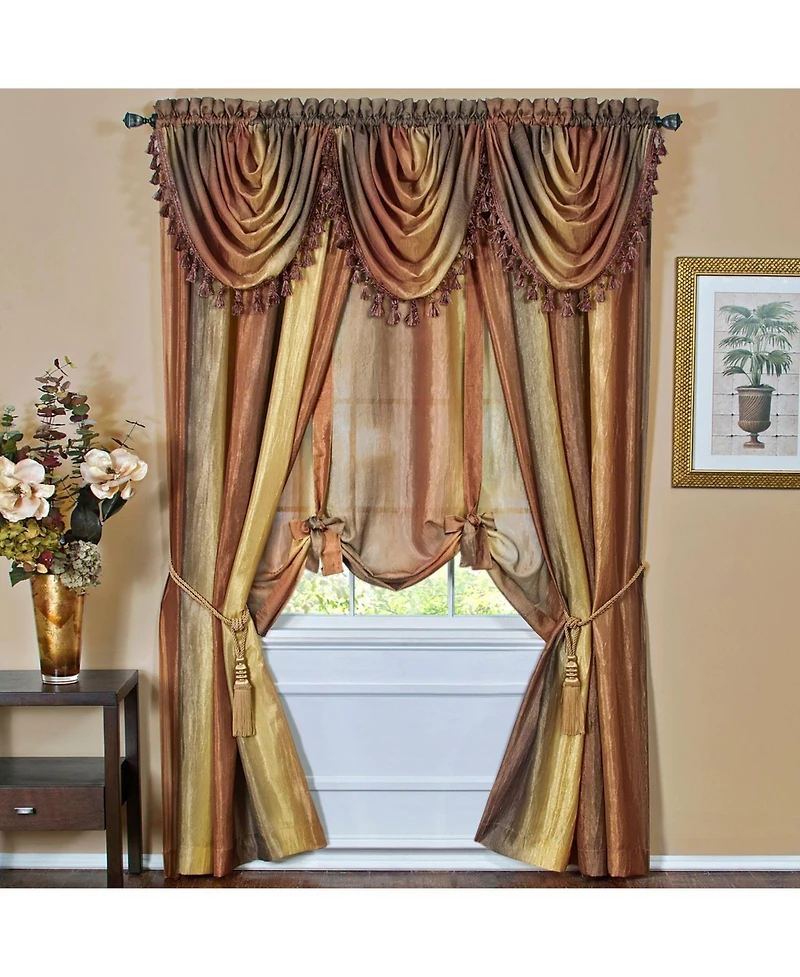 GoodGram Ombre Crushed Satin Sheer Single Window Curtains & Valances - 46 in. W x 42 L Valance, Autumn