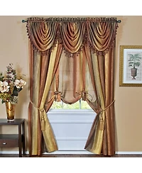 GoodGram Ombre Crushed Satin Sheer Single Window Curtains & Valances - 46 in. W x 42 L Valance, Autumn