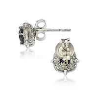 Suzy Levian New York Sterling Silver Sapphire 0.66cttw Halo Stud Earrings