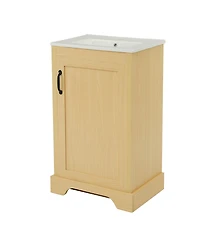 Casainc 20" Bathroom Vanity with Sink, Soft Closing Door, Adjustable Shelf, Natural Wood Rack