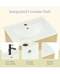 Casainc 20" Bathroom Vanity with Sink, Soft Closing Door, Adjustable Shelf, Natural Wood Rack