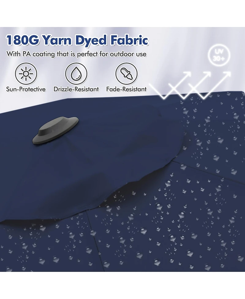 Gymax 13 Ft Patio Umbrella Double-Sided Market Umbrella w/ 36 Solar-Powered Led Lights