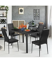 Gymax 5 Piece Kitchen Dining Set Glass Metal Table and 4 Chairs Breakfast Furniture