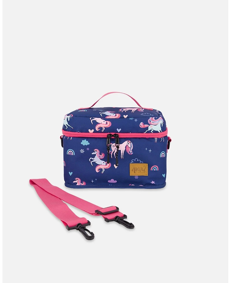 Deux par Deux Girl Lunch Box Navy Unicorn Print - Toddler|Child