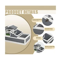 Aostirmotor 44.1 in. Outdoor Tortoise House Habitat with Turf Balcony 2 Stories Ladder Tray Openable Roof in Gray