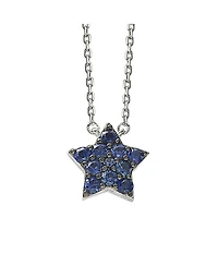 Suzy Levian Sterling Silver Sapphire Star Necklace