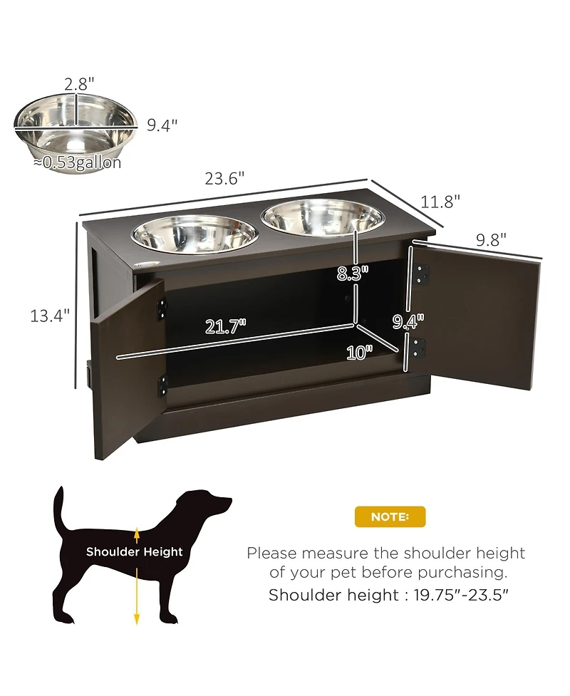 Aostirmotor Elevated Dog Bowls with Storage for Large Dogs Coffee