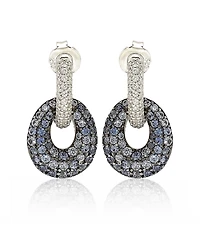 Suzy Levian New York Suzy Levian Sterling Silver Sapphire & Created White Sapphire Double Oval Dangle Earrings