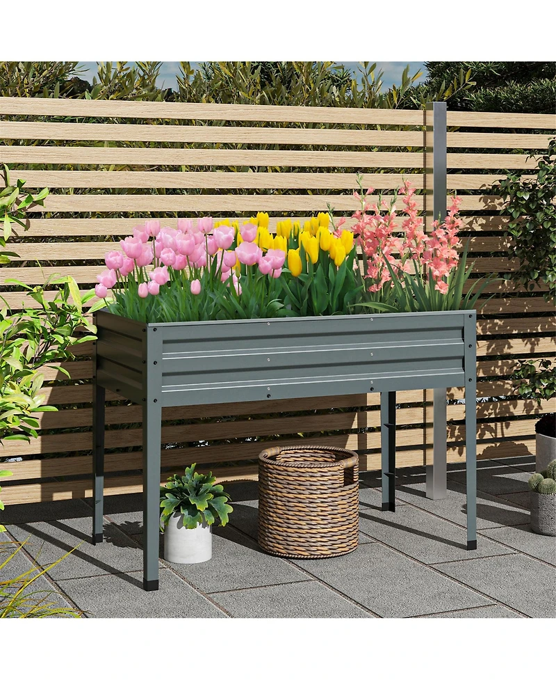 Gymax 46'' x 24'' x 32'' Galvanized Raised Garden Bed w/ Legs Drainage Holes for Flowers