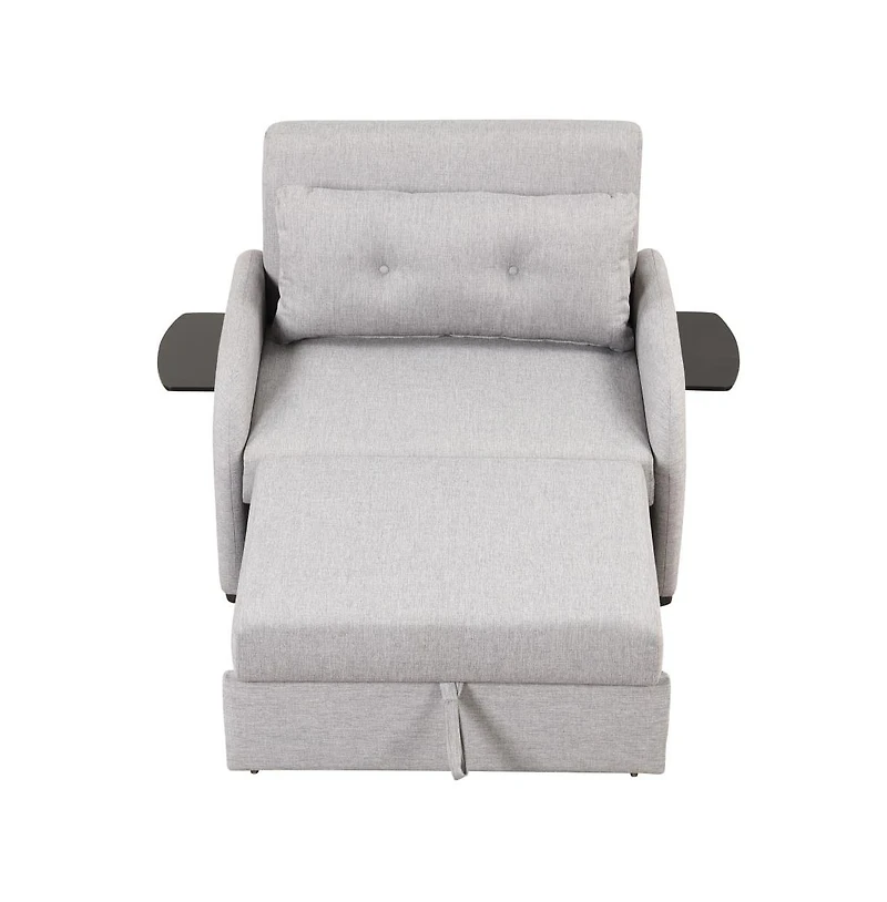 Maison Boucle Modern Linen Pull-Out Sleeper Sofa Bed with Usb Charger and Side Table for Living Room-Maison Boucle
