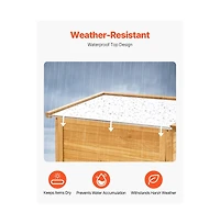 Slickblue Outdoor Wooden Storage Shed, Waterproof Garden Tool Metal Shed with Lock