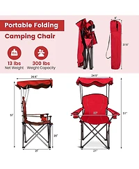 Akiudex Folding Beach Chair with Canopy and Cup Holders