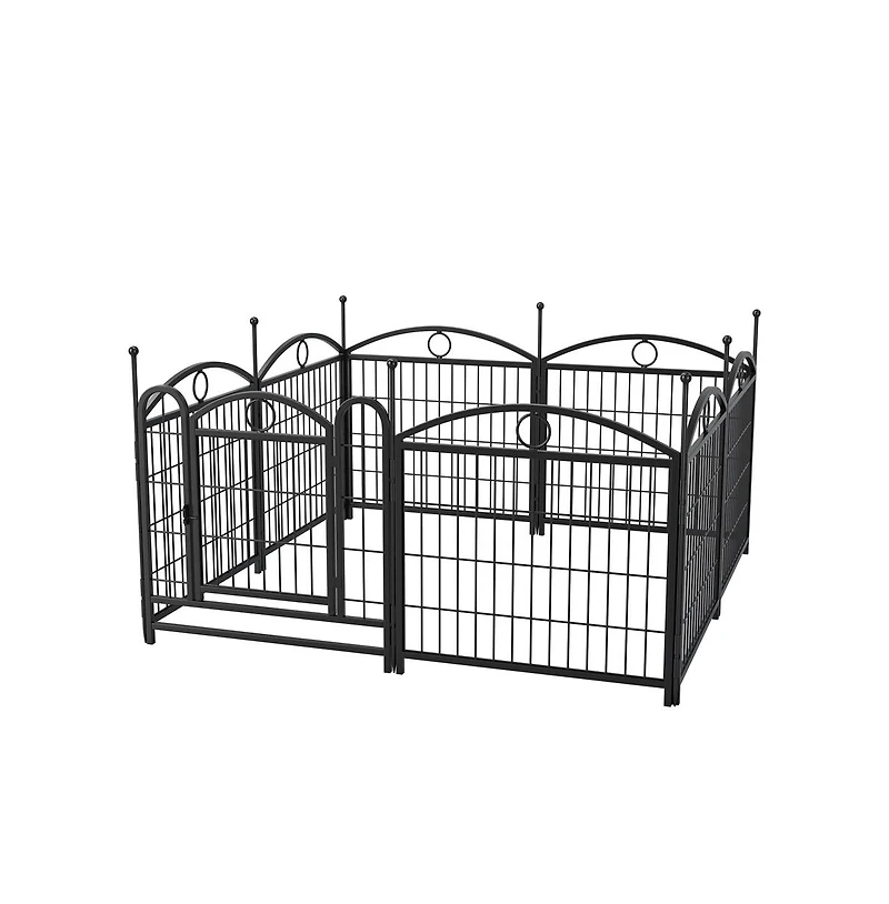 Aostirmotor 24 in H. 8 Panels Heavy Duty Metal Dog Pen Pet with Door for Large Medium Small Dogs Indoor Outdoor