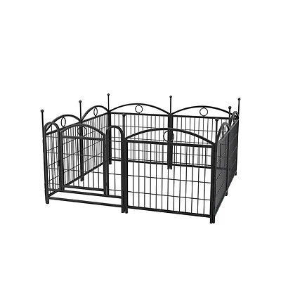 Aostirmotor 24 in H. 8 Panels Heavy Duty Metal Dog Pen Pet with Door for Large Medium Small Dogs Indoor Outdoor
