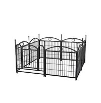 Aostirmotor 24 in H. 8 Panels Heavy Duty Metal Dog Pen Pet with Door for Large Medium Small Dogs Indoor Outdoor