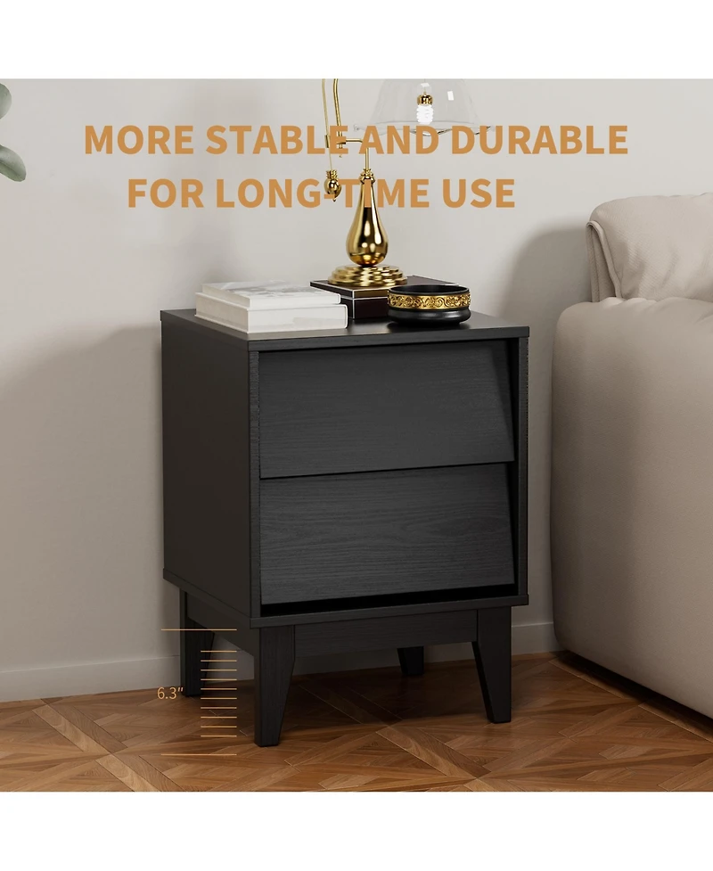Casainc Storage Cabinet with Bevel Design End Tabloe Set of 2