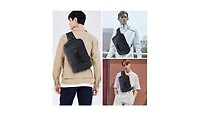 14-16 inch Sling Bag for Men,Black Crossbody Bag with Usb Charging Port Fits 10.2inch iPad, Casual Daypack(Black)