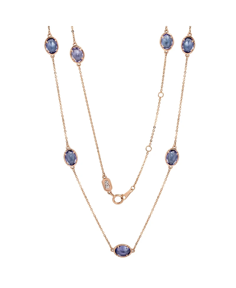 Suzy Levian New York 14K Gold 1 Cttw Oval Cut Tanzanite Station Necklace