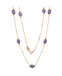 Suzy Levian New York 14K Gold 1 Cttw Oval Cut Tanzanite Station Necklace
