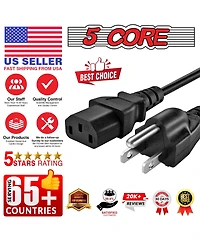 5Core Ac Power Cord 10Ft 2 Prong Us Male to Female Extension Adapter 16AWG/2C 125V 13A