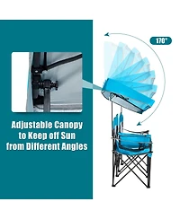 Akiudex Double Folding Outdoor Chair with Canopy and Cooler Bag