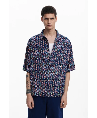 Desigual Men's Short-sleeve shirt with ethnic embroidery