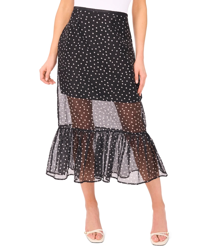 CeCe Women's Ruffle Tier A-Line Midi Skirt
