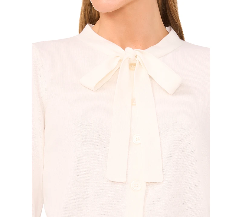 CeCe Women's Tie Neck Cardigan Sweater