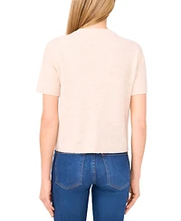 CeCe Women's Short Sleeve Bow Button Cardigan Sweater