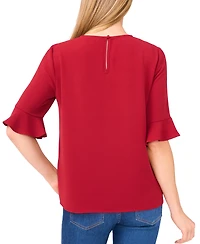 CeCe Women's Ruffled-Cuff 3/4-Sleeve Crew Neck Top