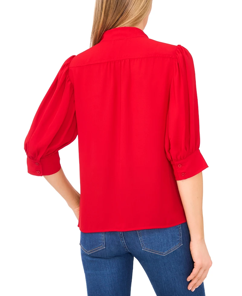CeCe Women's 3/4-Sleeve Collared Button Down Top